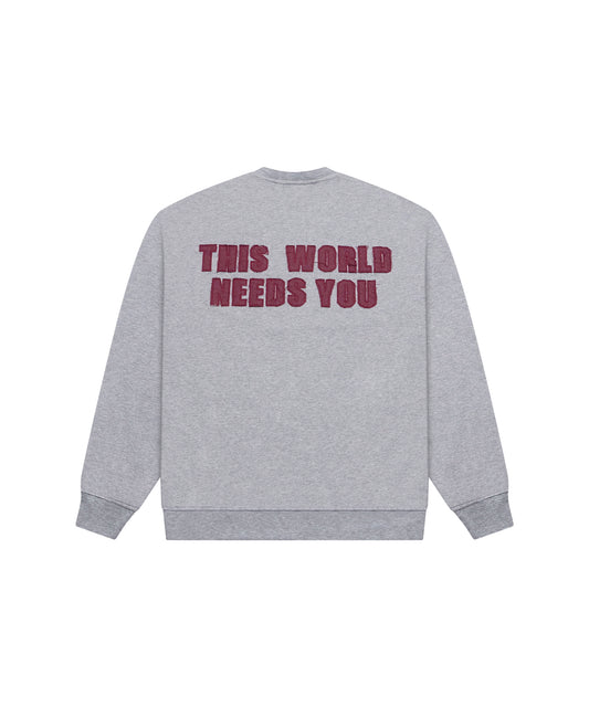 Sweater TWNY Heather Grey-Destroyed Burgundy Denim